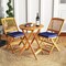 3 Pieces Acacia Wood Patio Folding Bistro Set with Soft Cushions and Slatted Backrest